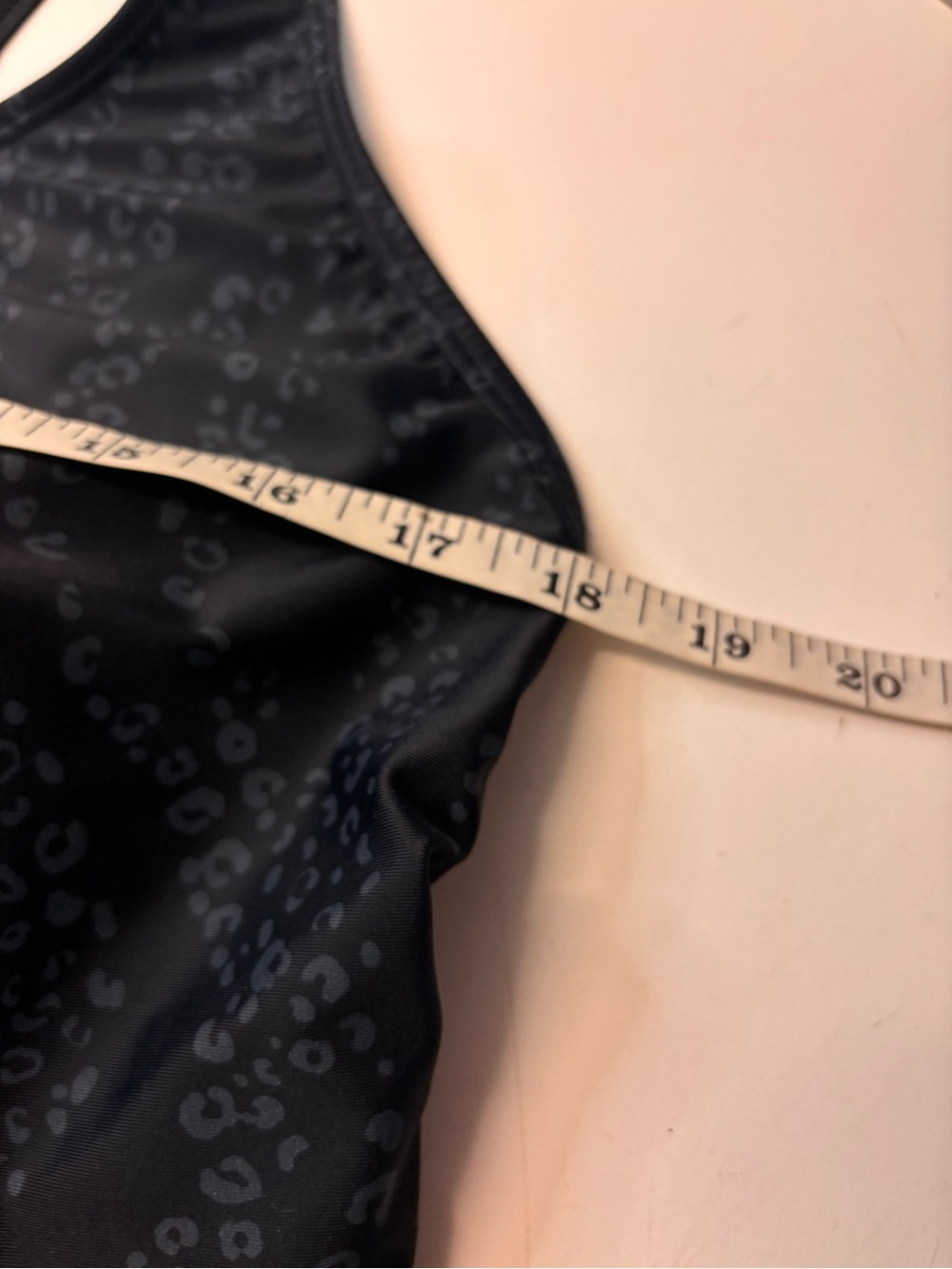 Speedo Black Subtle Leopard Print Racerback One Piece Swimsuit, Size 18 - Picture 13 of 14